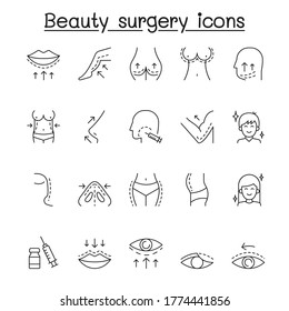 Plastic Surgery Icon Set In Thin Line Style