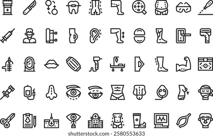 Plastic surgery icons High-Quality Vector Icons Collection with Editable Stroke. Ideal for Professional and Creative Projects
