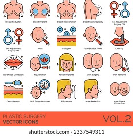 Plastic Surgery Icons including Arm Lift, Bandaged Arm, Bandaged Face, Bandaged Nose, Biorevitalization, Blepharoplasty, Body Shaping, Botox, Breast Augmentation