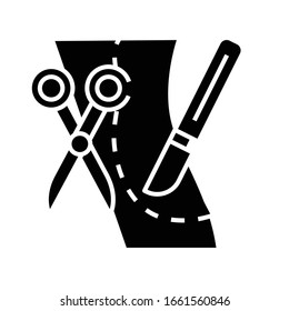 Plastic surgery incision black icon, concept illustration, vector flat symbol, glyph sign.