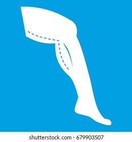 Plastic surgery of legs icon white isolated on blue background vector illustration