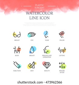 Plastic Surgery Line Icon Set