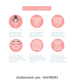 Plastic surgery line icons set. Care body cosmetic, beauty. Vector illustration