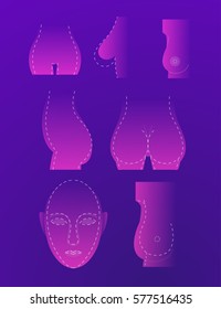 Plastic surgery line icons set. Care body cosmetic, beauty. Vector illustration