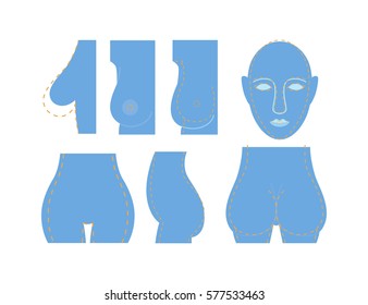 Plastic surgery line icons set. Care body cosmetic, beauty. Vector illustration