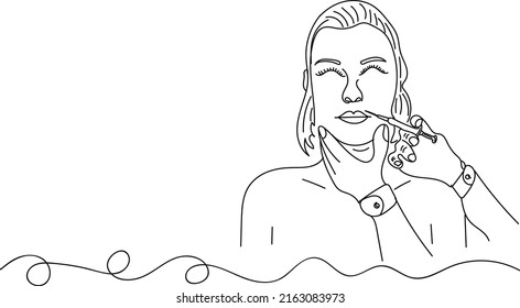 Plastic Surgery Logo, Sketch Drawing Of Plastic Surgeon Giving Injection To Woman Face