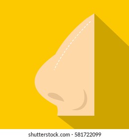 Plastic surgery of nose icon. Flat illustration of plastic surgery of nose vector icon for web isolated on yellow background