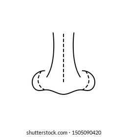 plastic surgery nose line icon on white background