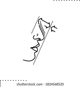 plastic surgery and nose shape correction  vector icon in outlines