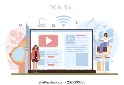 Plastic surgery online service or platform. Idea of modern body correction and counturing. Website. Flat vector illustration