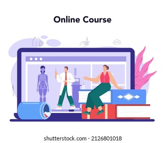 Plastic surgery online service or platform. Idea of modern aesthetic medicine. Liposuction and lifting beauty procedure. Online course. Vector illustration