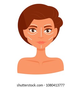 Plastic surgery. Vector. Cartoon. Isolated art on white background. Flat