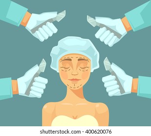 Plastic Surgery. Vector Flat Illustration