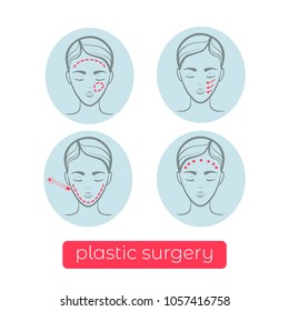 Plastic surgery vector icons. Vector illustration.
