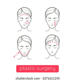 Plastic surgery vector icons. Vector illustration.