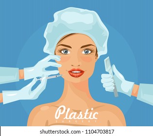 Plastic surgery. Vector illustration.