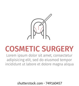 Plastic surgery. Woman face. Vector flat cartoon illustration