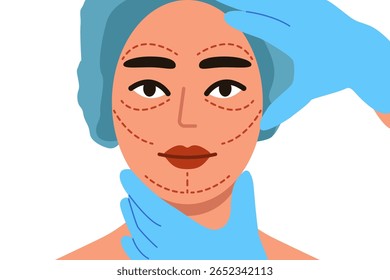 Cirurgia plástica da mulher face.Correção de elevação facial 