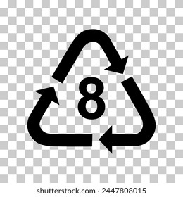 Plastic symbol, ecology recycling sign isolated on white background. Package waste icon .