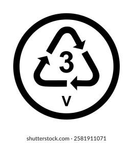 Plastic symbol, ecology recycling sign isolated on white background. Package waste icon .