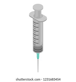 Plastic syringe icon. Isometric of plastic syringe vector icon for web design isolated on white background