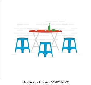 Plastic Table And Chair Vector Illustration Background