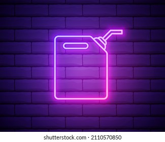 Technisches Containerneonsymbol aus Kunststoff. Vektorgrafik für Design. Reparatur-Werkzeug glühendes Schild. Bauwerkzeuge Konzept einzeln auf Ziegelwand.