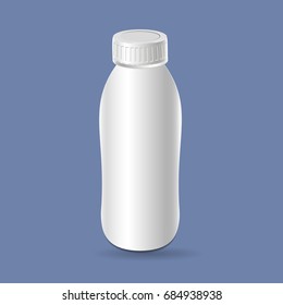 Plastic template milk bottle, yogurt. Blank packaging isolated on background. Package template. 3d mockup.