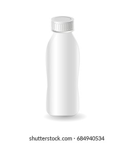 Plastic template milk bottle, yogurt. Blank packaging isolated on background. Package template. 3d mockup.