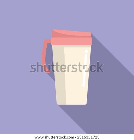 Plastic thermo cup icon flat vector. Coffee mug. Flask travel