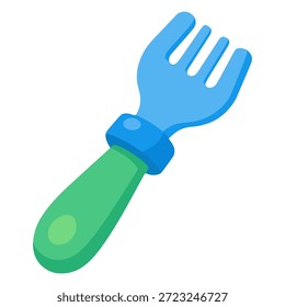 plástico garfo criança café da manhã alimento plano cor vetor ilustração modelo design