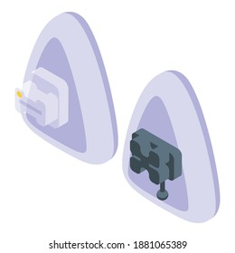 Plastic tooth braces icon. Isometric of plastic tooth braces vector icon for web design isolated on white background