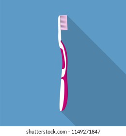 Plastic toothbrush icon. Flat illustration of plastic toothbrush vector icon for web design