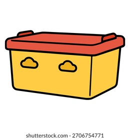 plastic toy box flat color vector illustration template design