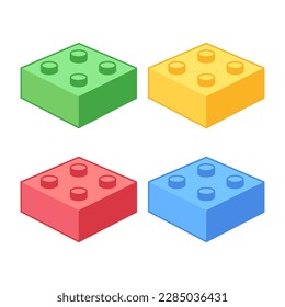 Plastic toy building blocks. Children's goods. Toys and games. Toy production. Vector illustration  isolated on white