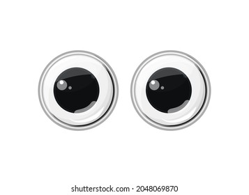  Plastic Toy Eyes On A White Isolated Background. Safe Toys. Vector Cartoon Illustration