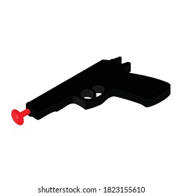 Plastic Toy Gun With Dart Isolated On White Background. Isometric View. Vector