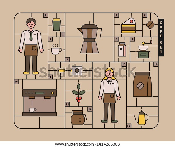 Plastic Toy Part Layout Concept Coffee Stock Vector Royalty