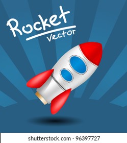 plastic toy red blue rocket, icon