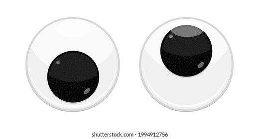 Plastic toy safety wobbly eyes flat style design vector illustration isolated on white background. Funny, googly plastic poy eyeballs for craft dolls and jokes.