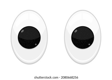 Plastic toy safety wobbly eyes flat style design vector illustration isolated on white background. Funny, googly plastic toy eyeballs for craft dolls and jokes.