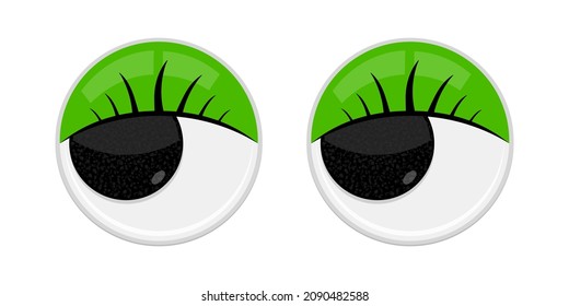 Plastic toy safety wobbly eyes flat style design vector illustration isolated on white background. Funny, googly plastic toy eyeballs for craft dolls and jokes.