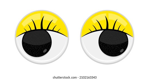 Plastic toy safety wobbly eyes flat style design vector illustration isolated on white background. Funny, googly plastic toy eyeballs for craft dolls and jokes.