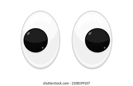 Plastic toy safety wobbly eyes flat style design vector illustration isolated on white background. Funny, googly plastic toy eyeballs for craft dolls and jokes.