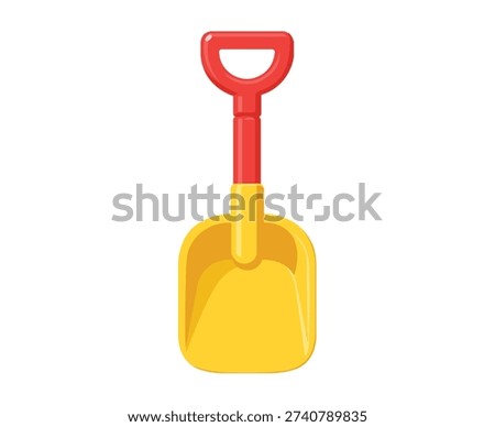 Plastic Toy Shovel Flat Illustration Kids Beach Sand Digging Tool Icon Isolated on White Background
