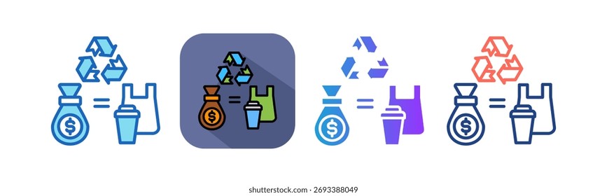 Icono de comercio de plástico multistyle Ilustración vectorial