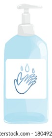 Plastic transparent hydro alcoholic gel bottle for fighting against germs illustration vector element isolated on a white background 