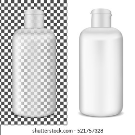 Plastic Transparent Lotion Bottle. Packaging For Cosmetics