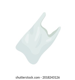 Plastic transparent package bag, ecology pollution, environmental problem vector illustration. Cartoon plastic food packaging, garbage trash polluting nature environment isolated on white