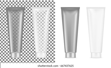 Plastic transparent tube. Packaging for cosmetics and toothpaste.